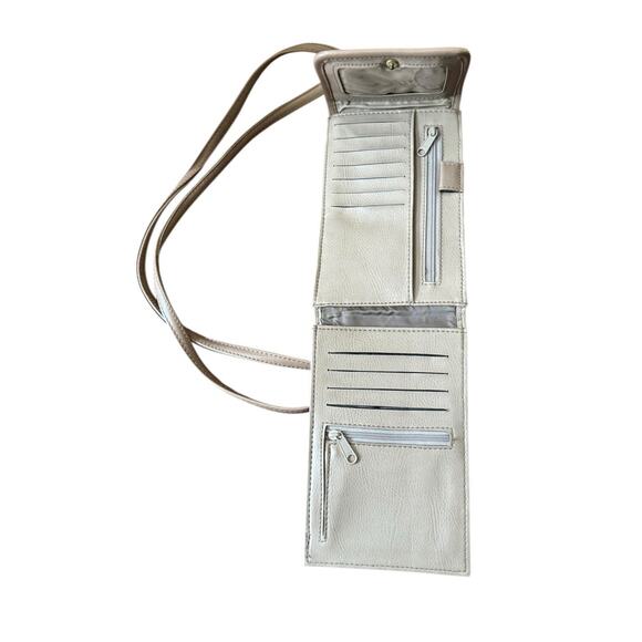 Liz Claiborne Purse Crossbody Shoulder Bag Tan Y2K Beige Vacation Office Travel - Picture 6 of 11